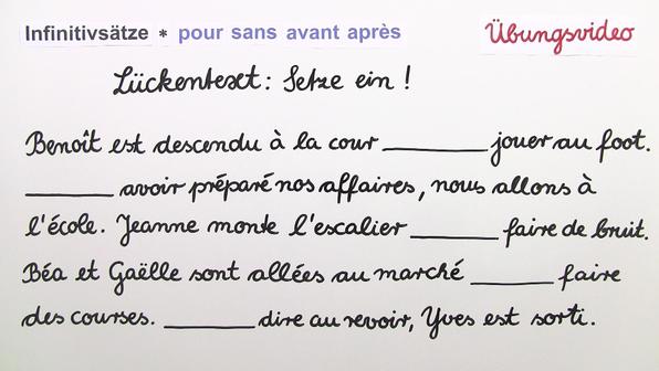 Si Sätze Französisch Typ 1 Infinitivsätze mit Verben, Adjektiven und Präpositionen - Französisch