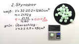 Dichte 10: Messung der Dichte unterschiedlicher Stoffe wi Styropor, Marmor, Flussspat und Narrengold