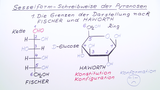 Sesselform-Schreibweise der Pyranosen